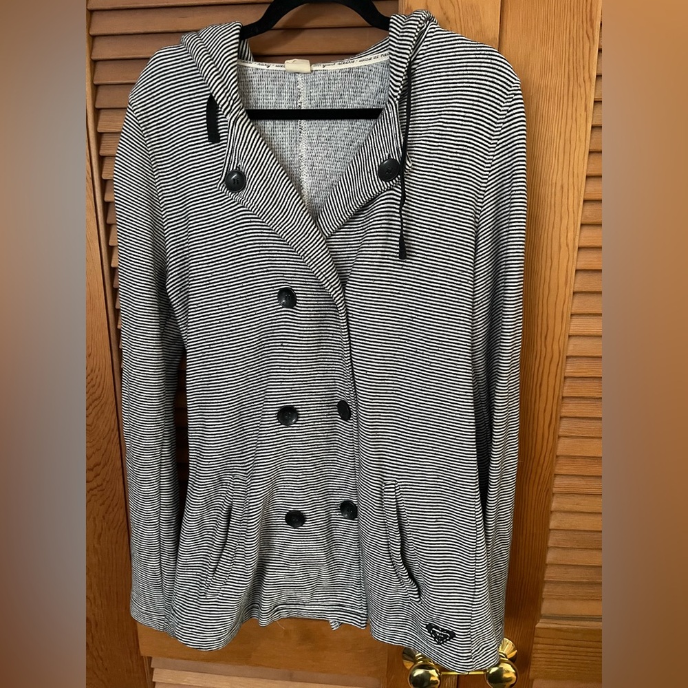 Roxy striped button front sweater jacket size XL - image 1
